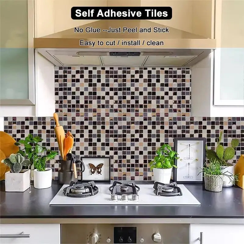 12"x12" Kitchen Backsplash Wall Tiles Peel and Stick Wall Stickers Wallpaper 3D Waterproof Self Adhesive Tile Mosaic Wallsticker