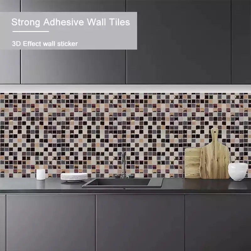 12"x12" Kitchen Backsplash Wall Tiles Peel and Stick Wall Stickers Wallpaper 3D Waterproof Self Adhesive Tile Mosaic Wallsticker