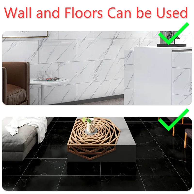 10pcs Thick Wall Sticker Self Adhesive Tiles Floor Stickers Marble Bathroom Ground Wallpapers waterproof PVC Bedroom living Room