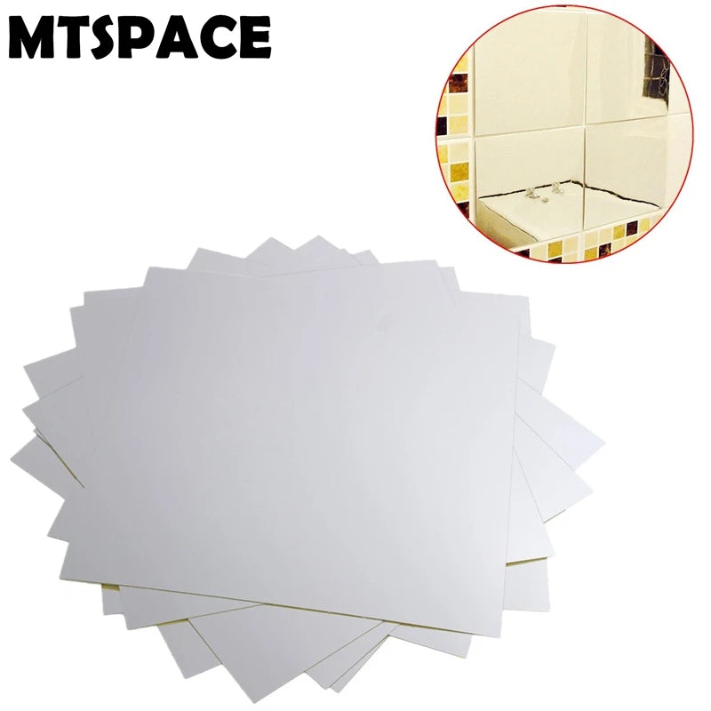 MTSPACE 9pcs/Set Mirror Wall Stickers Decal Self-adhesive Tiles Mirror Stickers 3D Mirror Wall Art Home Decors Wall Decal