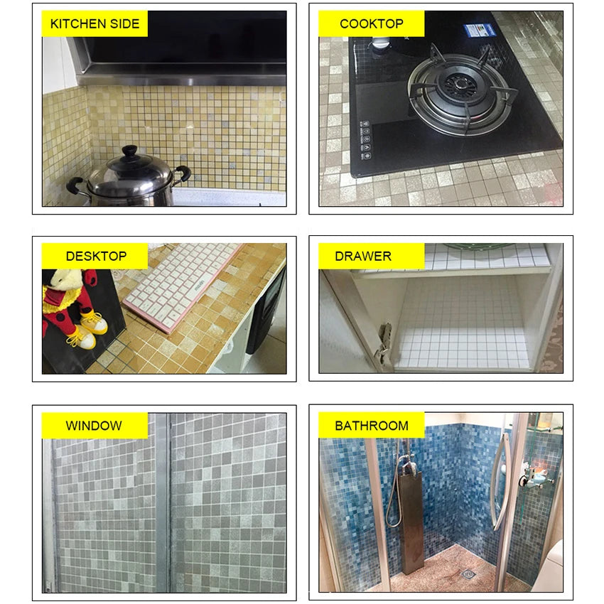 Bathroom Waterproof Tiles Wall Sticker Self-Adhesive Kitchen Stove Oil-Proof Fireproof Wallpaper Aluminum Foil Decorative Film