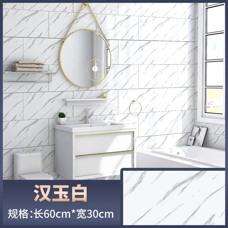 Self-adhesive Marble Kitchen Imitation Tile Wall Stickers Bathroom Background Wall Renovation Waterproof Floor Stickers