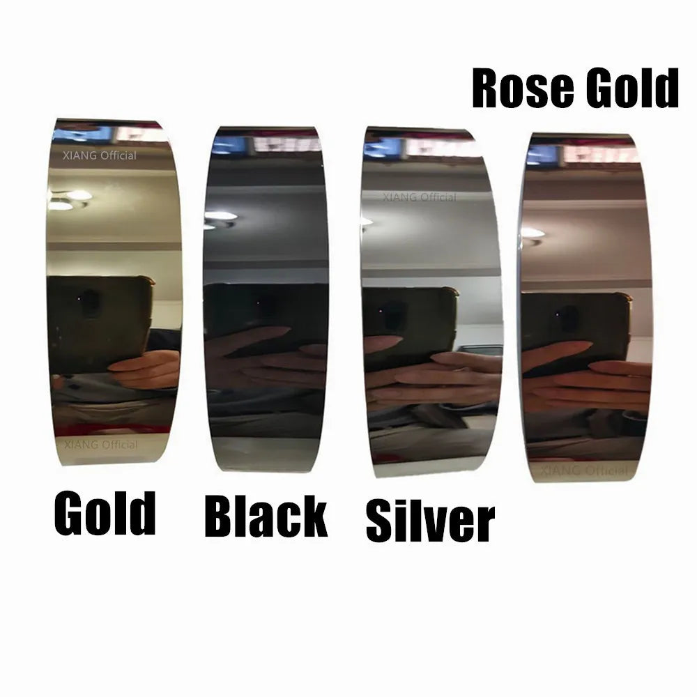 1 Roll Mirror Stainless Steel Plane Decorative Line Gold Wall Sticker Self-adhesive. L=244CM