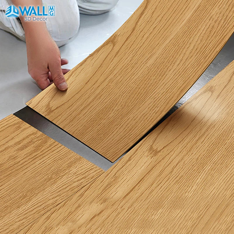 Wood Grain Floor Sticker Nordic Style Foil Bottom Repeated Self-adhesive Waterproof for Living room Toilet Kitchen Home Stickers