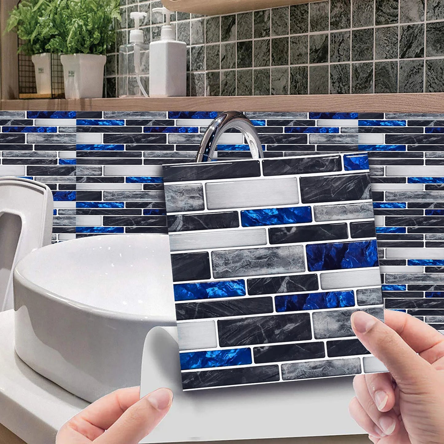 10pcs Self Adhesive Tile Sticker Kitchen Mosaic Pattern 3D Sticker Kitchen Bathroom Backsplashes Wall Sticker Decoration