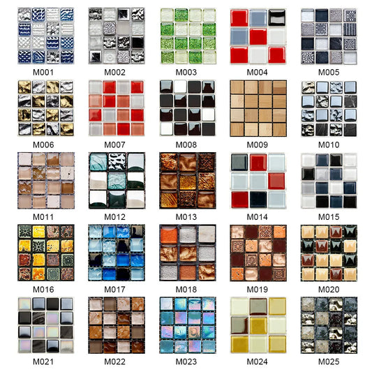 Self-adhesive Removable Mosaic Simulation Tile Kitchen Bathroom Decoration Waterproof Wall Sticker  10x10cm 15x15cm 10pcs