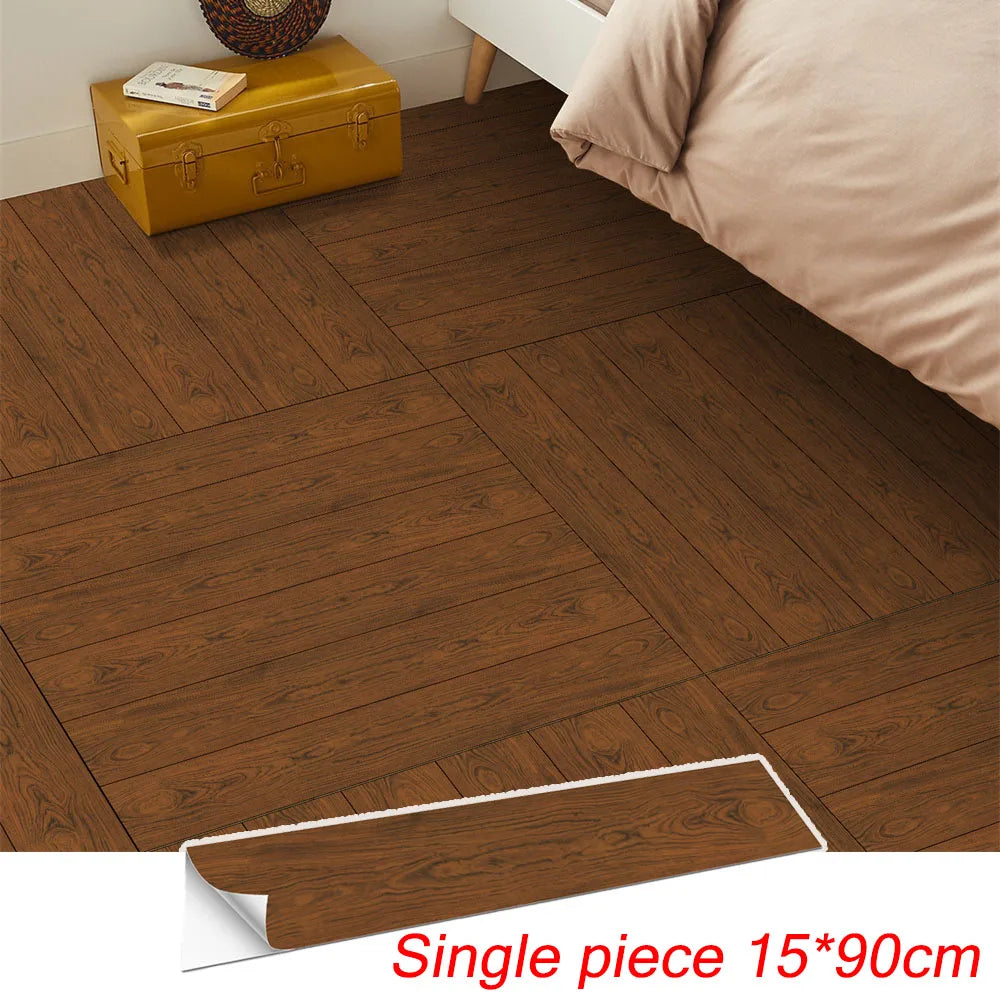 Wood Grain Large Size Peel And Stick Floor Tile Self-adhesive Floor Anti-slip Adhesive Vinyl Bathroom Wallpaper High Resistance