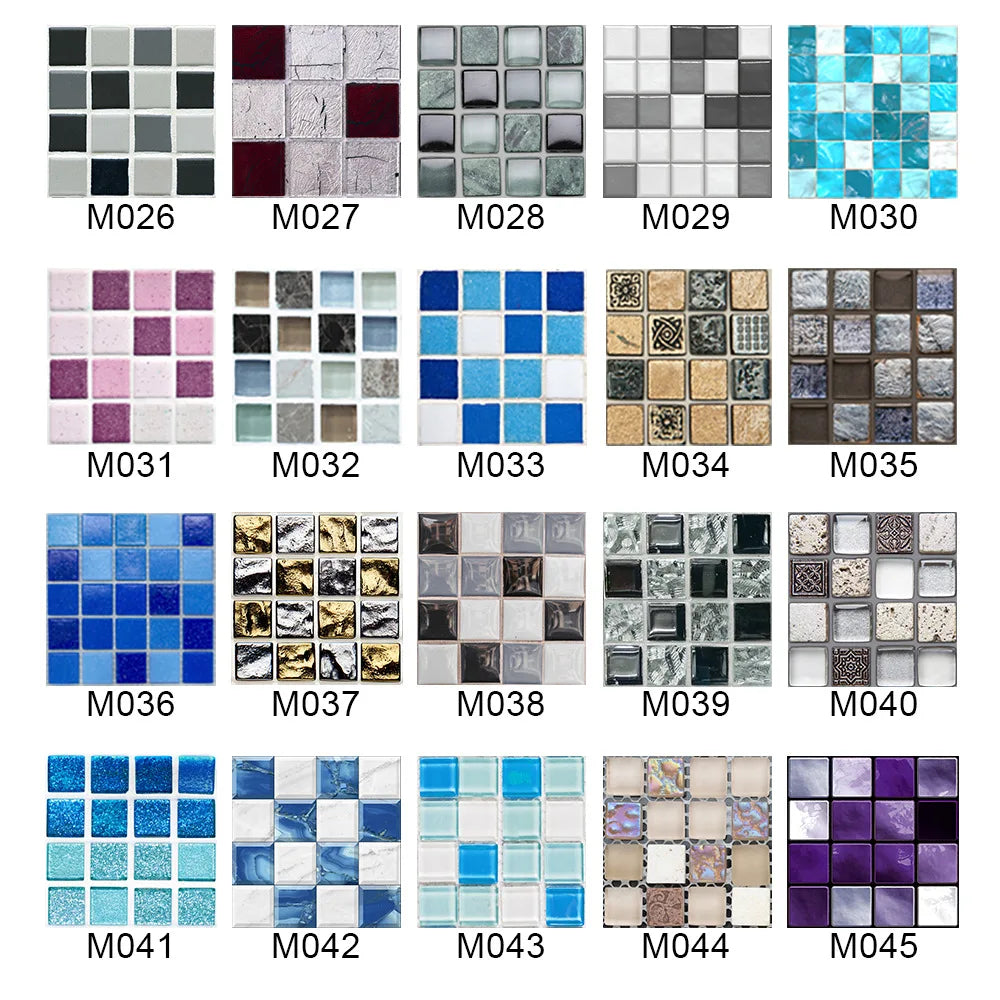 New 10Pcs Mosaic Tile Stickers Crystal Self-adhesive Kitchen Wall Stickers Living Room Bathroom Decoration PVC