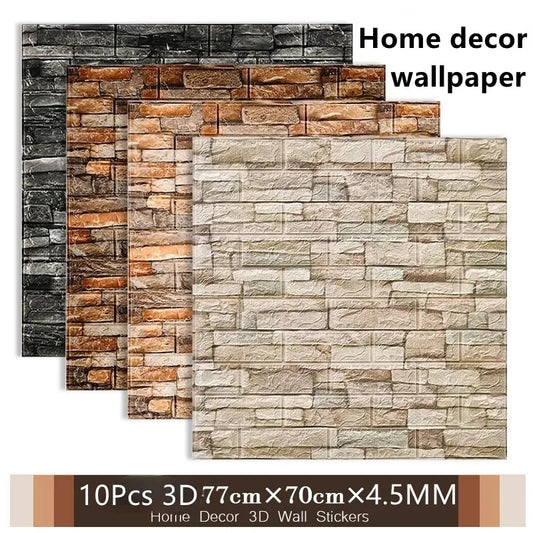 10pcs 3D Self Adhesive Wall Stickers LivingRoom Bedroom Children's Room Peel and Stick Wallpaper Home Luxury Background  Decor