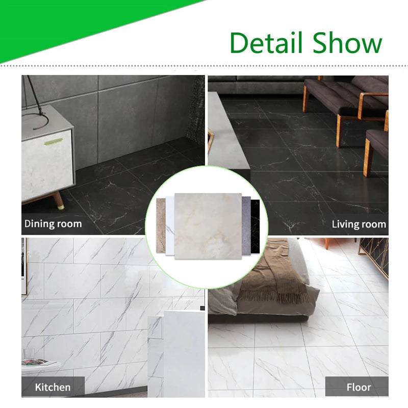 20pcs 30*30cm PVC Flat Imitation Marble Tile Floor Stickers Self-adhesive Wall Stickers Waterproof Bathroom living Room Decals